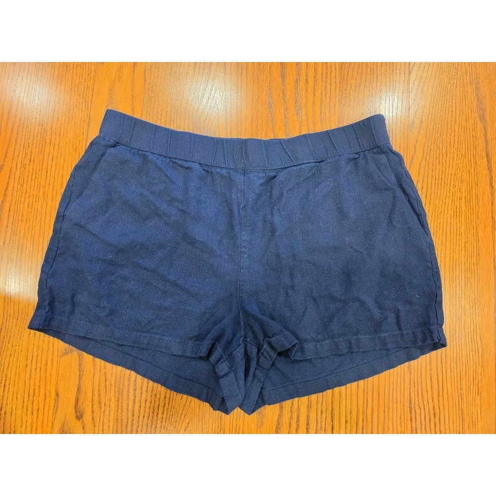 Vero Moda Navy Linen Blend‎ Shorts Large Coastal Grandmother Old Money Capsule